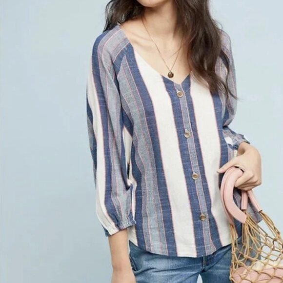 cloth & stone Tops - CLOTH & STONE by ANTHROPOLOGIE stripes button down blouse Sz S
